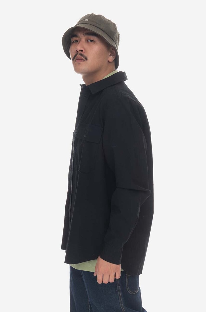Košile Wood Wood Avenir Crispy Ripstop Shirt 12315311-5276 BLACK hladký černá 12315311.5276