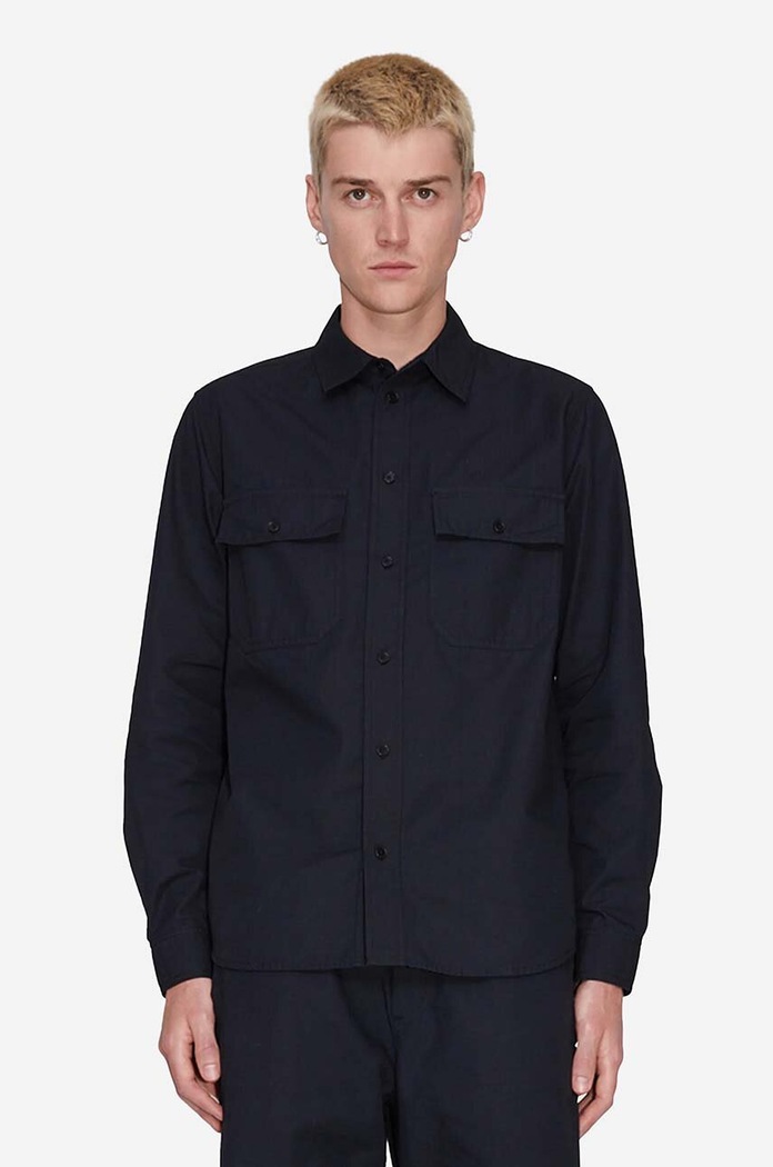 Košile Wood Wood Avenir Crispy Ripstop Shirt 12315311-5276 BLACK 12315311.5276
