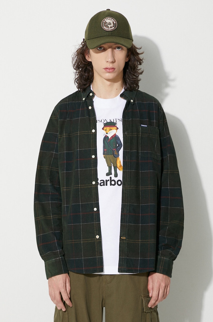 Barbour corduroy shirt Blair Tailored Shirt stiffened green MSH4986