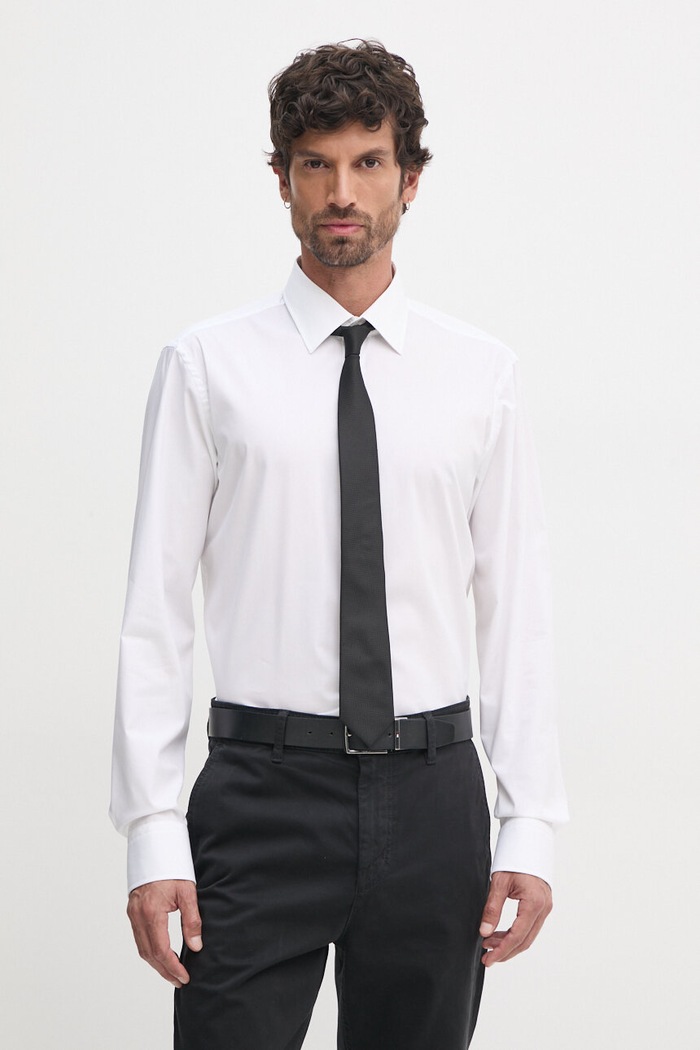 BOSS koszula z elastanem biały 50473265
