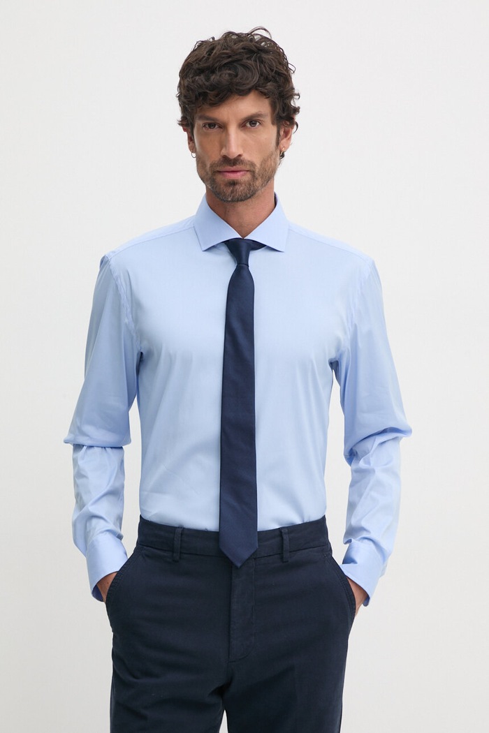 Srajca BOSS Brez vzorca modra 50479915