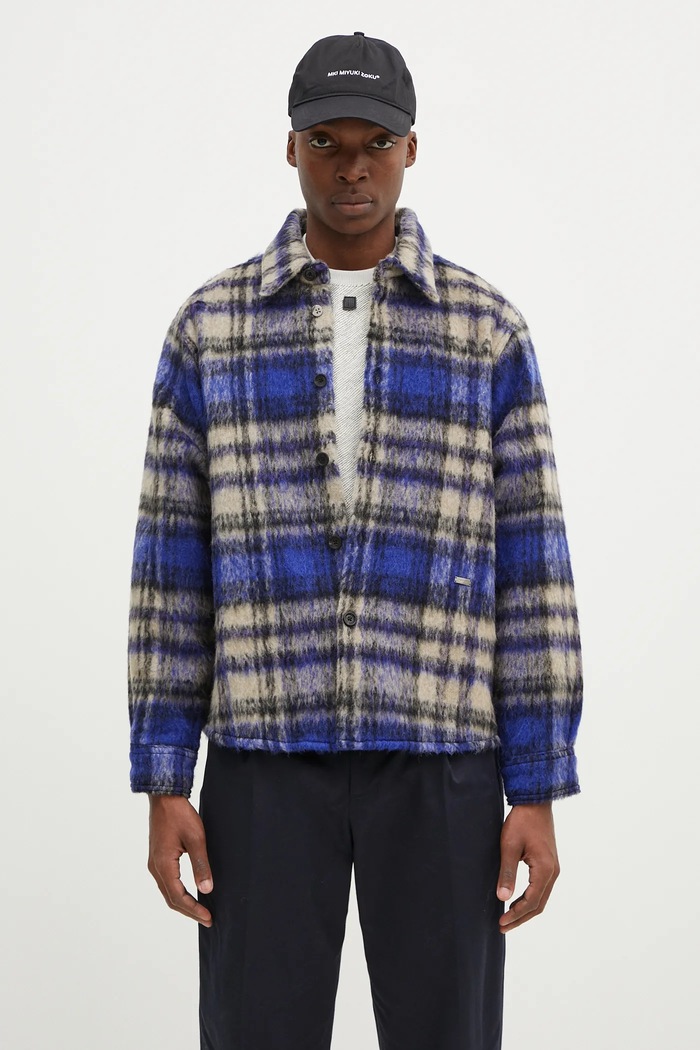 Ader Error wool shirt all-over print blue BN01FWJK0118BL
