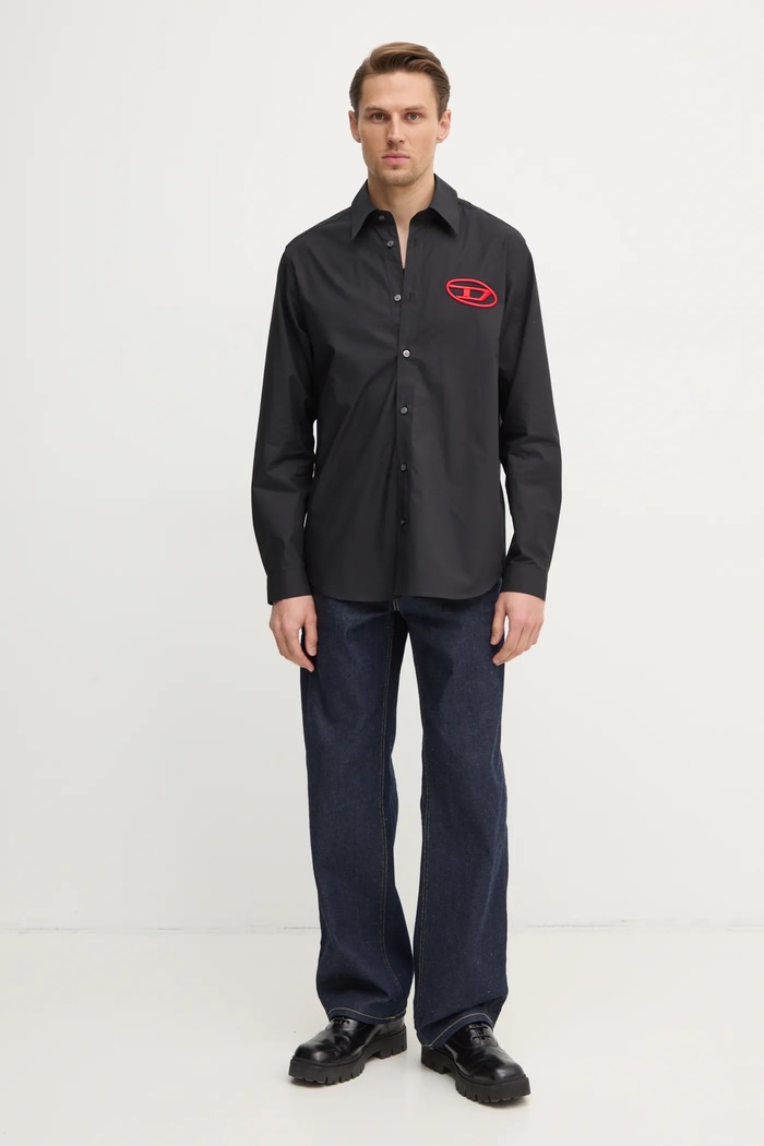 Bavlněná košile Diesel S-SIMPLY-D SHIRT A14634.0PCAL černá AA00