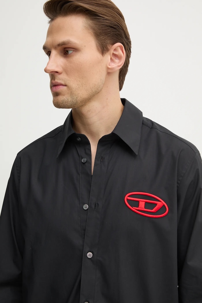 Bavlněná košile Diesel S-SIMPLY-D SHIRT černá A14634.0PCAL