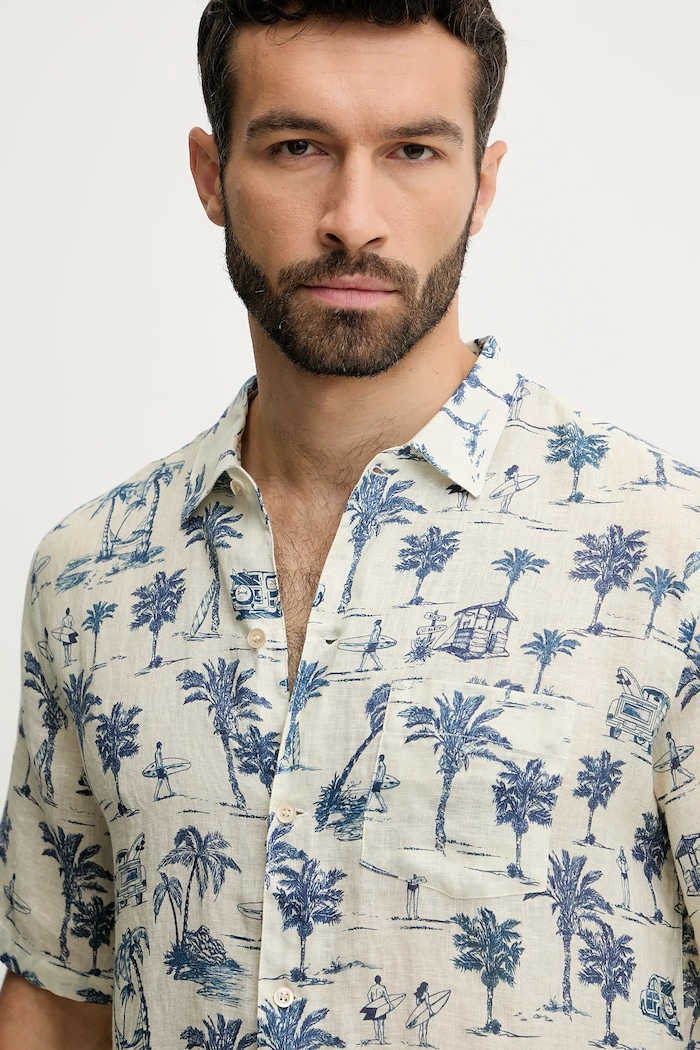 Abbigliamento MC2 Saint Barth camicia da uomo in lino SIF0002 beige