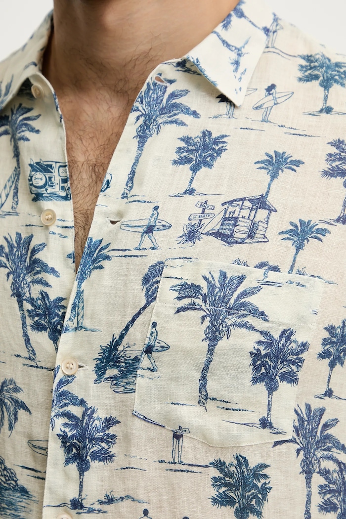 MC2 Saint Barth camicia da uomo in lino beige SIF0002
