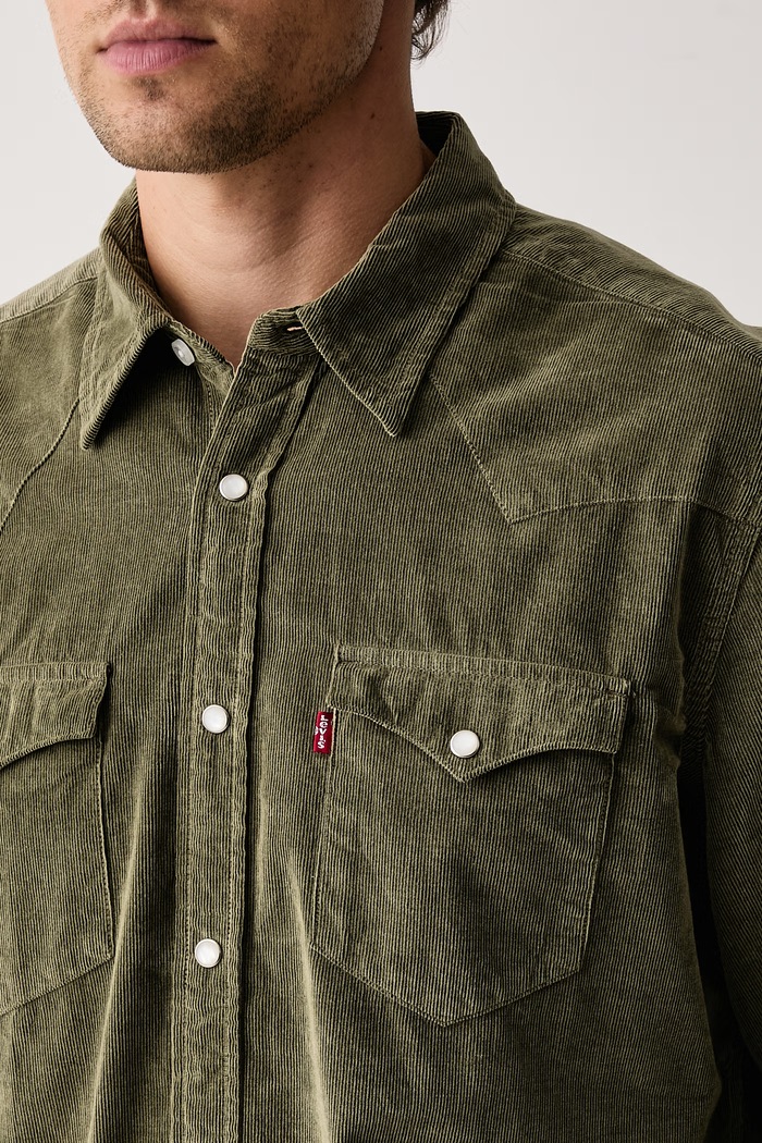 Camicia da uomo in velluto a coste CLASSIC WESTERN STANDARD Levi's 85745 verde