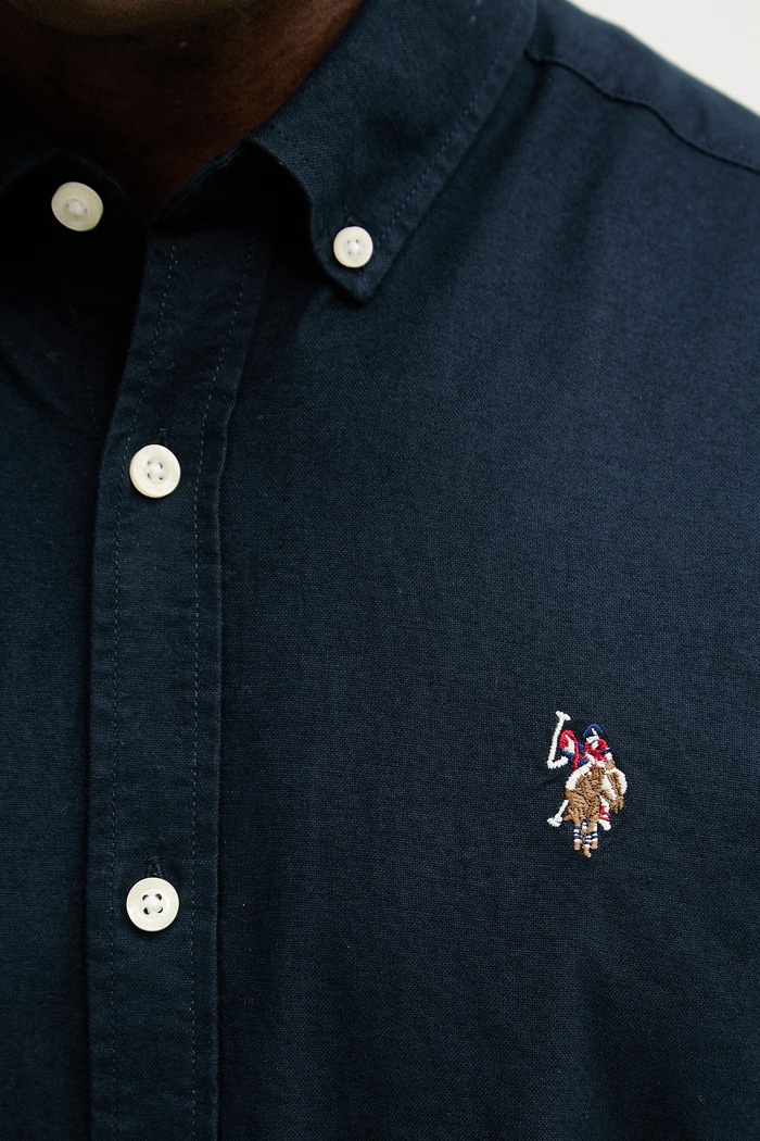 U.S. Polo Assn. cămașă pentru bărbați din bumbac PEACHED OXFORD LS MUP3247 bleumarin