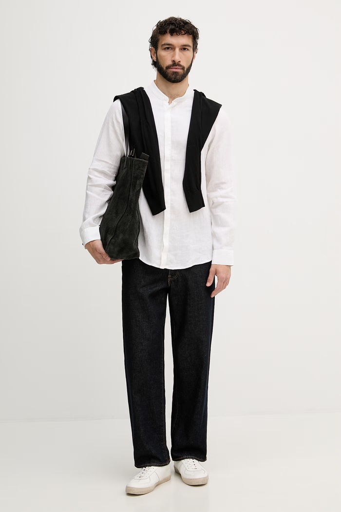 Armani Exchange cămașă bărbați din in XM001222.AF14619.NOS bej AA00