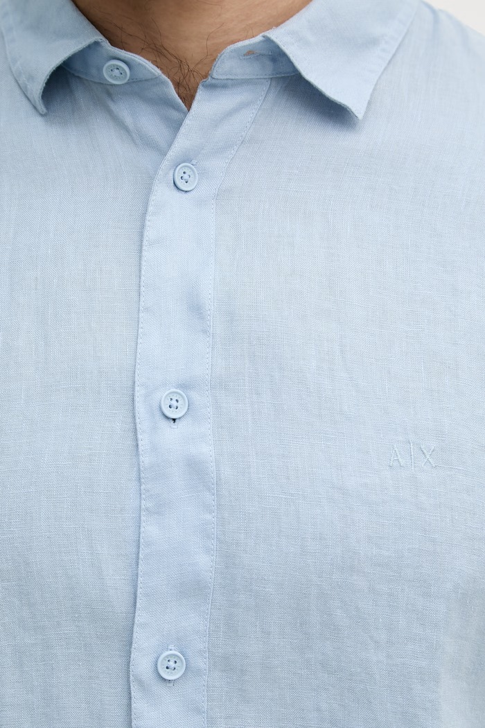 Armani Exchange košeľa pánska ľanová modrá XM001223.AF14619.NOS