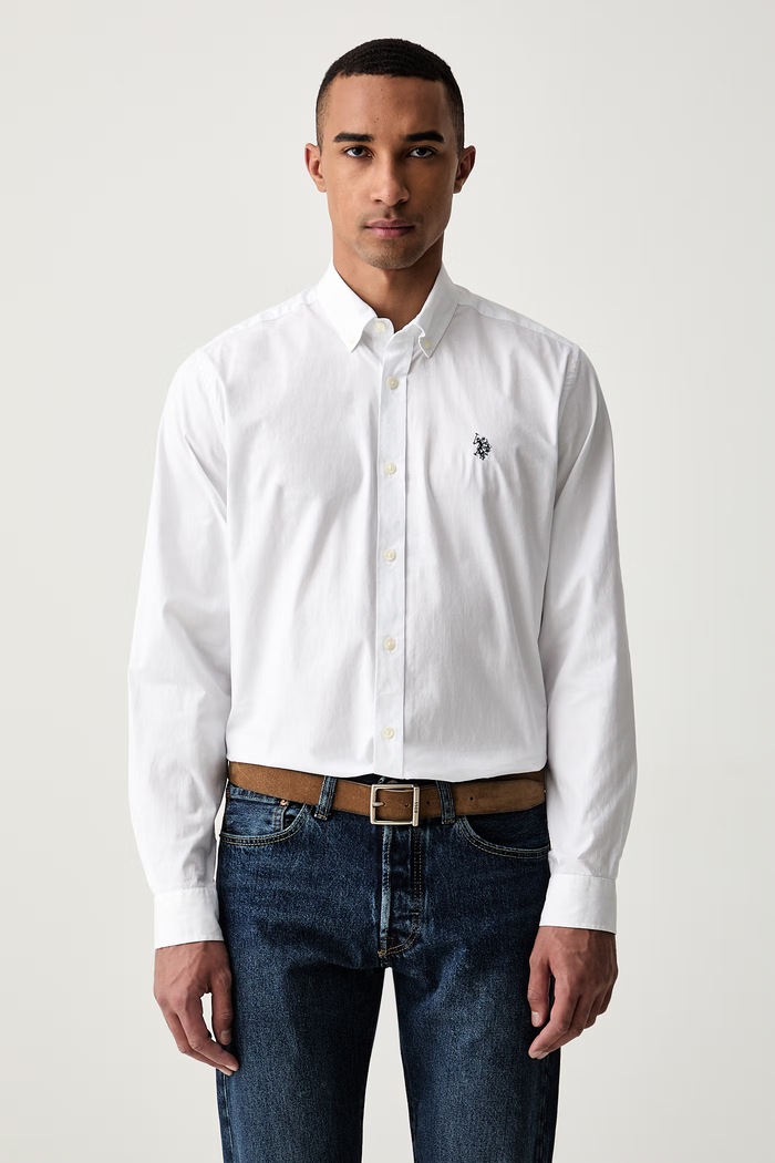 U.S. Polo Assn. męskie bawełniane STRETCH COTTON POPLIN biały MUP3249