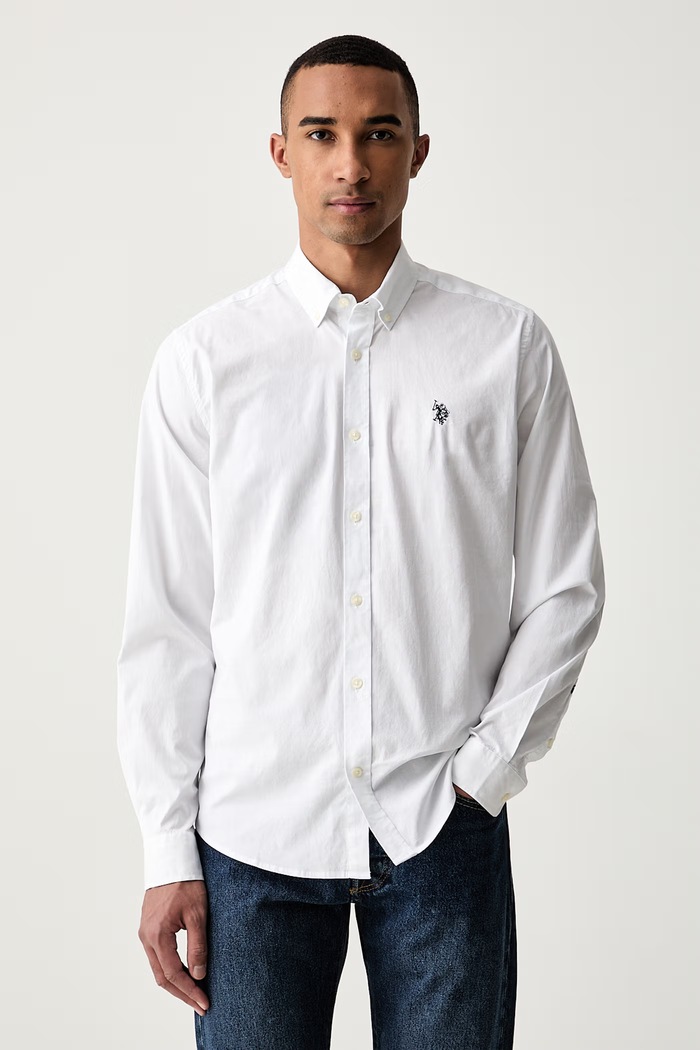 U.S. Polo Assn. męskie bawełniane STRETCH COTTON POPLIN biały MUP3249