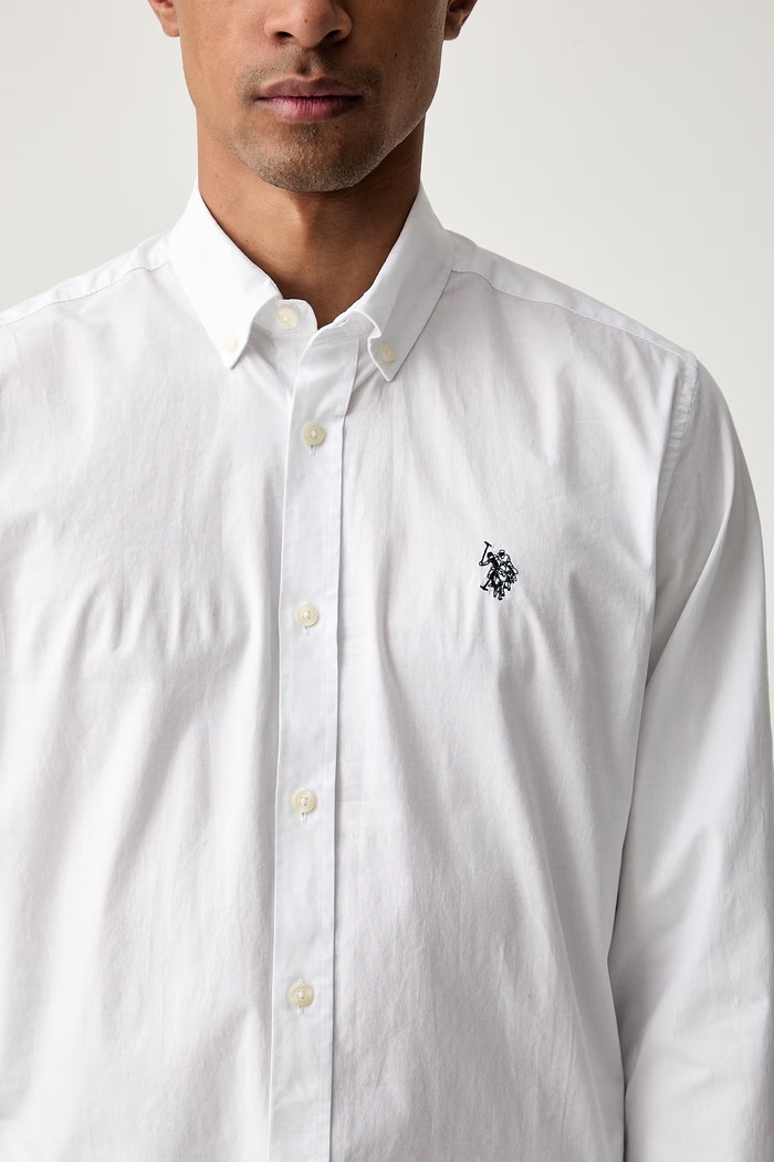U.S. Polo Assn. męskie bawełniane STRETCH COTTON POPLIN MUP3249 biały
