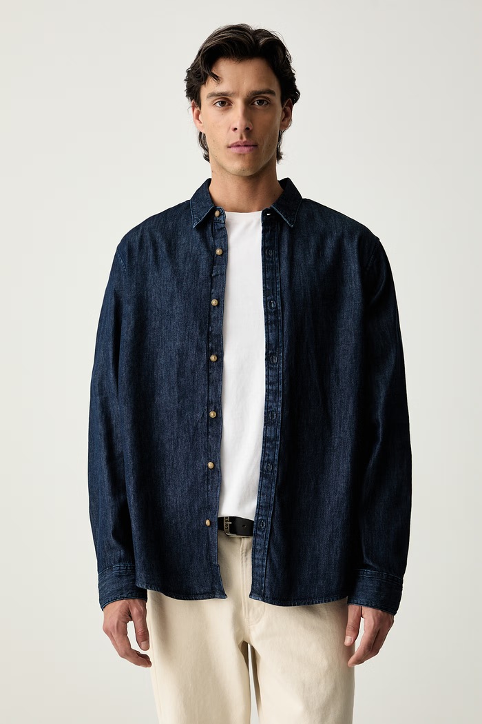 Levi's koszula oxford męska bawełniana BATTERY HOUSEMARK STANDARD granatowy 0085A