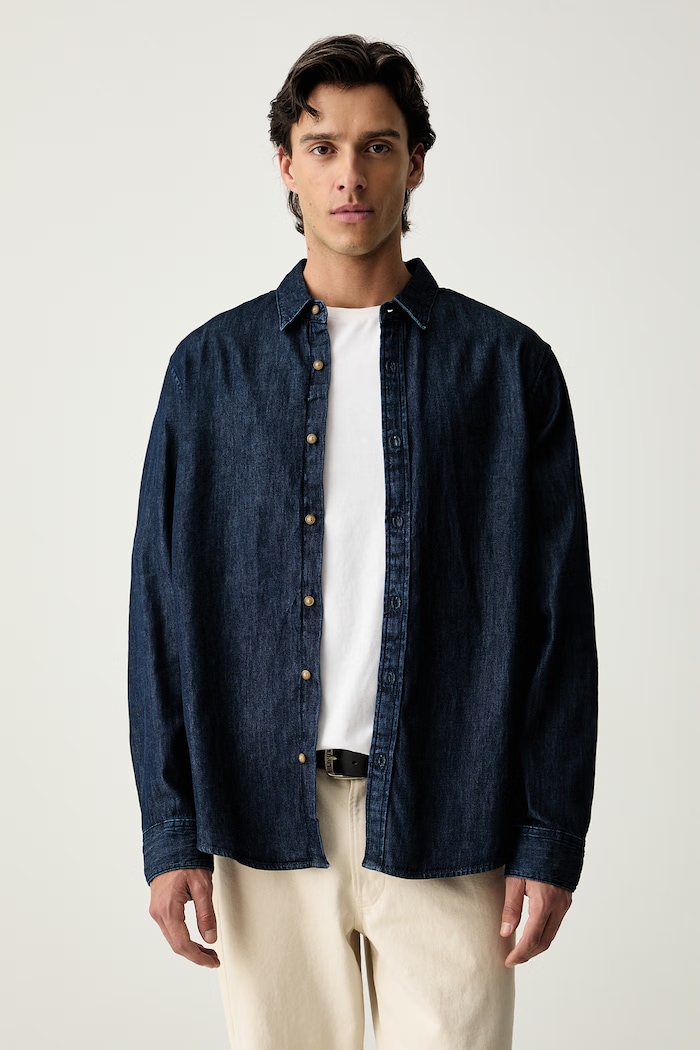 Levi's koszula oxford męska bawełniana BATTERY HOUSEMARK STANDARD granatowy 0085A