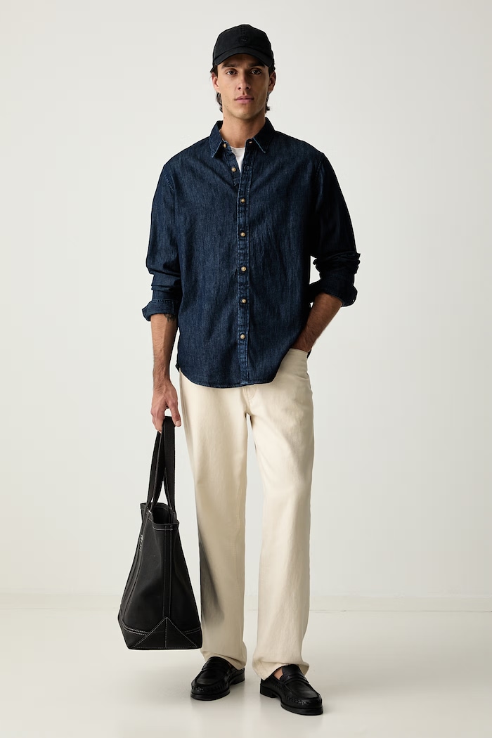 Levi's koszula oxford męska bawełniana BATTERY HOUSEMARK STANDARD 0085A granatowy AA00