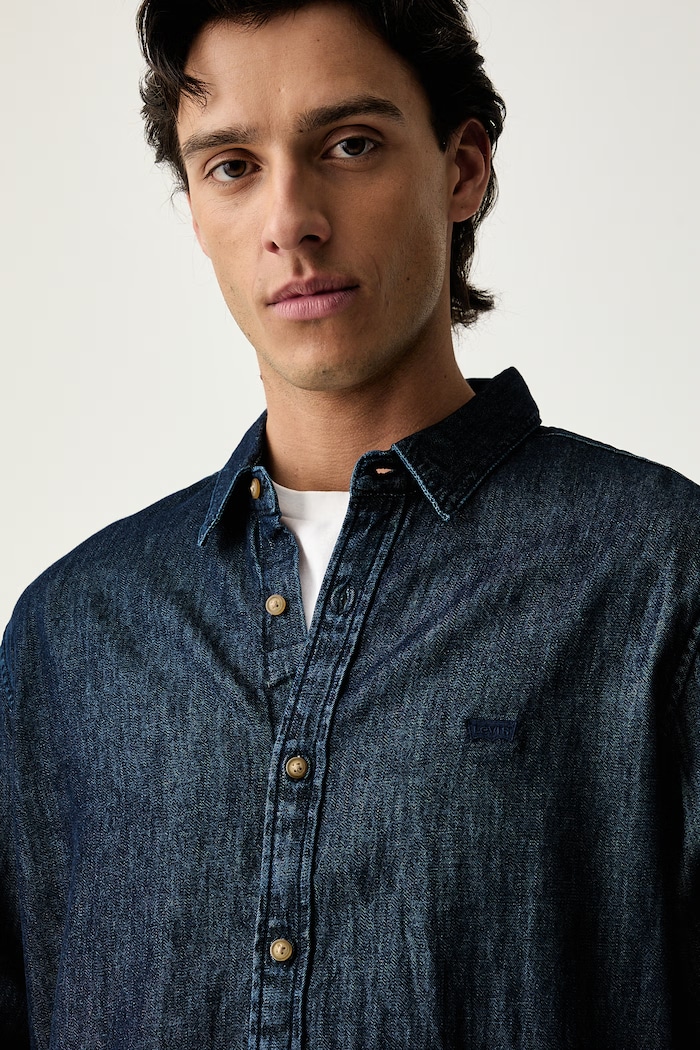 Levi's koszula oxford męska bawełniana BATTERY HOUSEMARK STANDARD granatowy 0085A