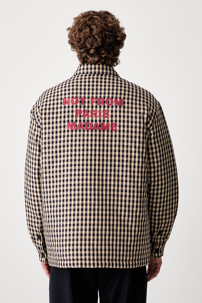 Odzież Drôle de Monsieur kurtka męska bawełniana Slogan PERM.SH270.CO310 beżowy