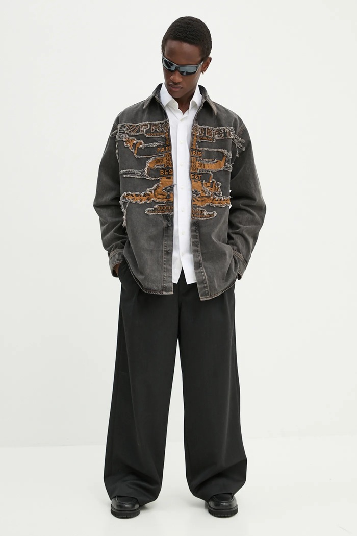 Jeans srajca Y/Project EVERGREEN PARIS' BEST PATCH DENIM SHIRT siva 207SI002