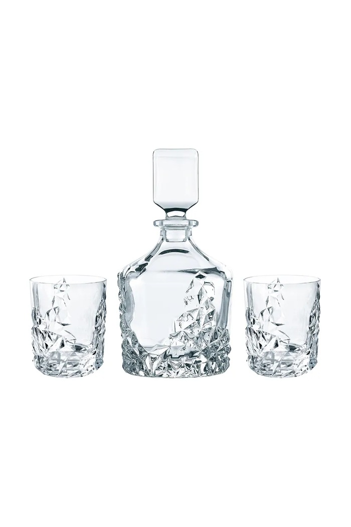 Nachtmann carafă de whisky cu pahare Sculpture Whisky 750 ml / 365 ml 3-pack transparent 101984