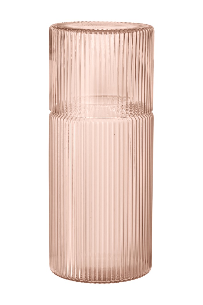 Ferm Living Zestaw karafka i szkła dmuchanego Ripple 1104274220 różowy AA00
