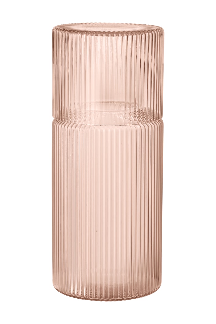 Ferm Living Zestaw karafka i szkła dmuchanego Ripple 1104274220 różowy AA00