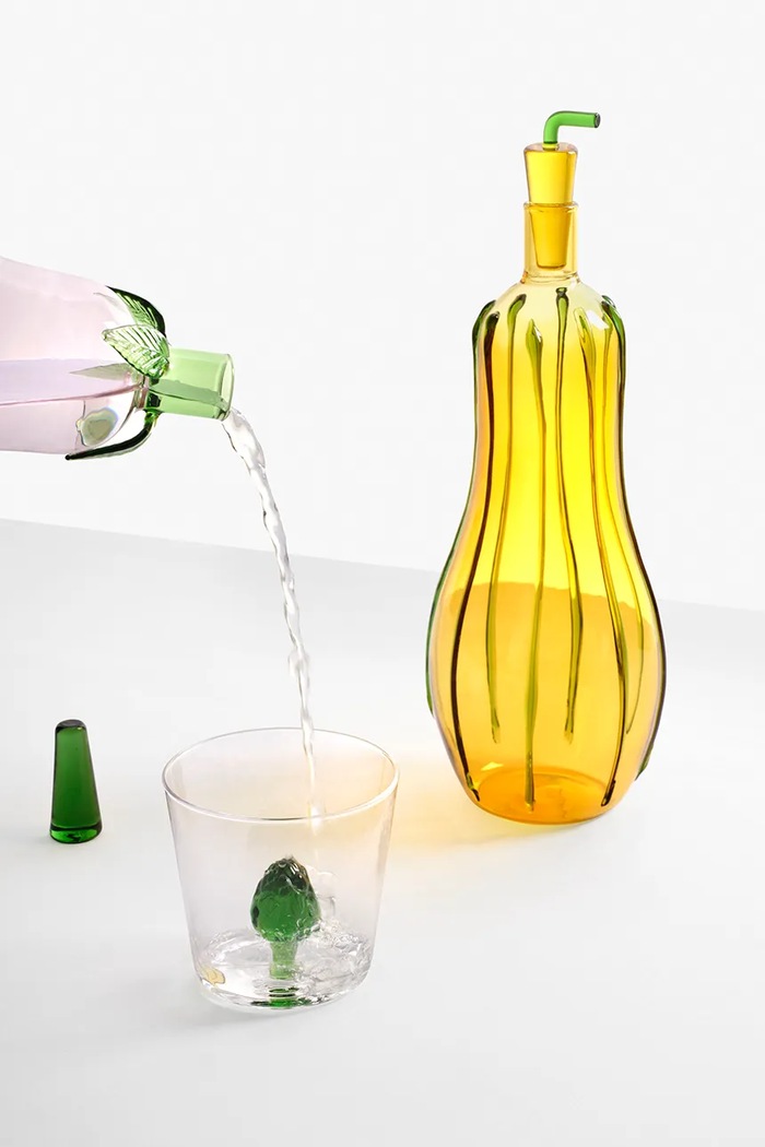 Ichendorf Milano Butelka na oliwę ze szkła barwionego Vegetables 1000 ml 9354119 żółty AA00