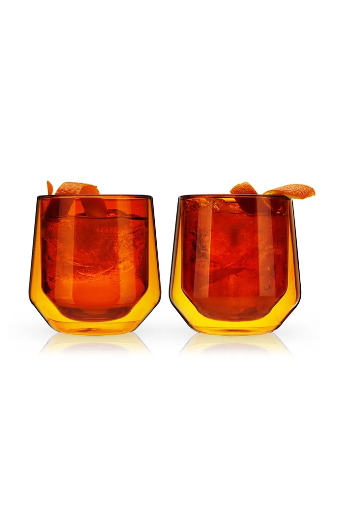 Viski zestaw szklanek do whiskey ze szkła 270 ml V11188 pomarańczowy AA00
