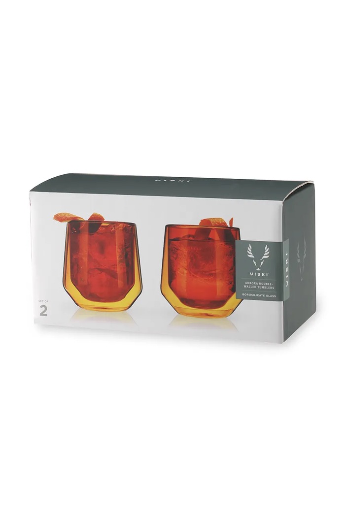 Kuchnia i bar Viski zestaw szklanek do whiskey ze szkła 270 ml V11188 pomarańczowy