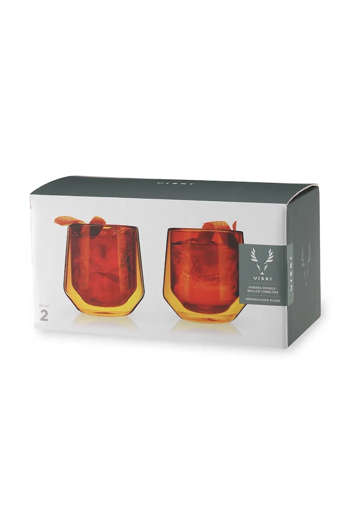 Kuchnia i bar Viski zestaw szklanek do whiskey ze szkła 270 ml V11188 pomarańczowy
