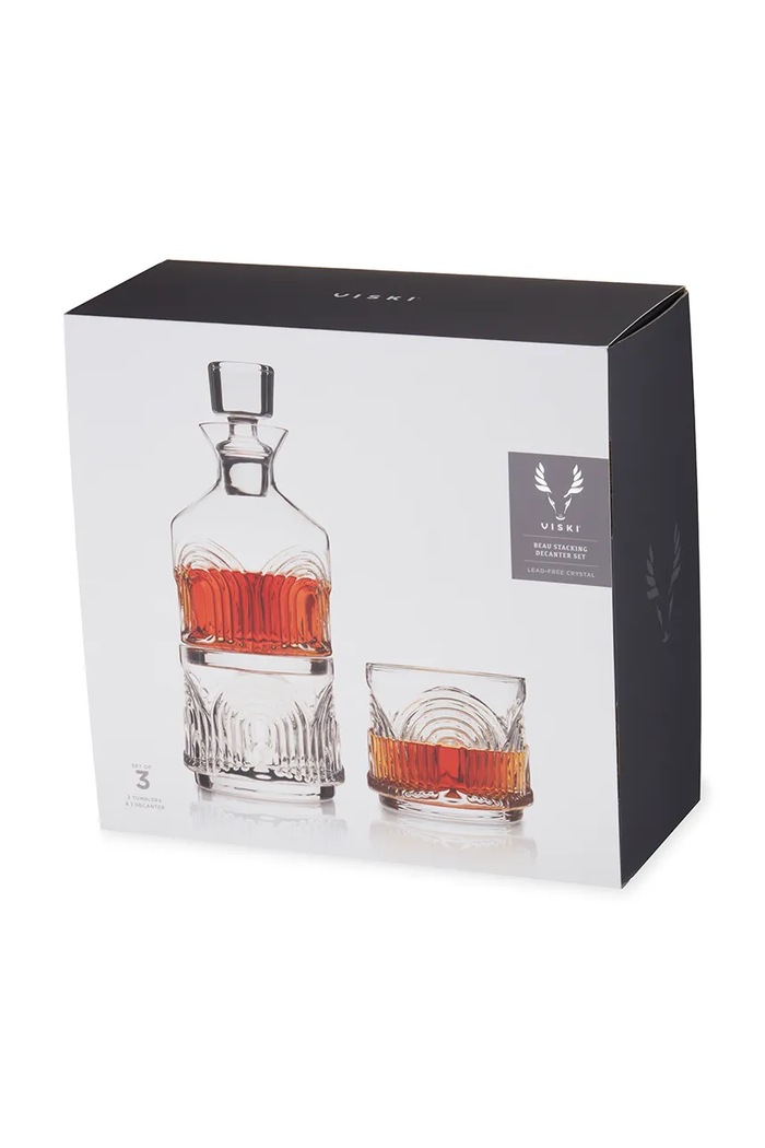 Viski karafka z zestawem szklanek do whiskey ze szkła transparentny V11279