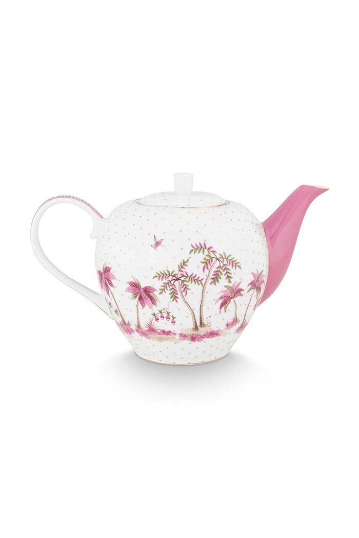 Pip Studio dzbanek do herbaty Jolie Dots Gold Pink 1,6 L 51005085 biały AA00