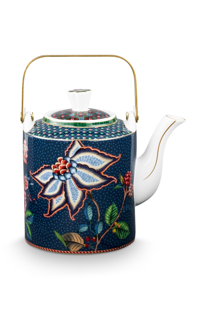 Pip Studio Czajnik z porcelany Oriental Berry Blues 51005094 granatowy AA00
