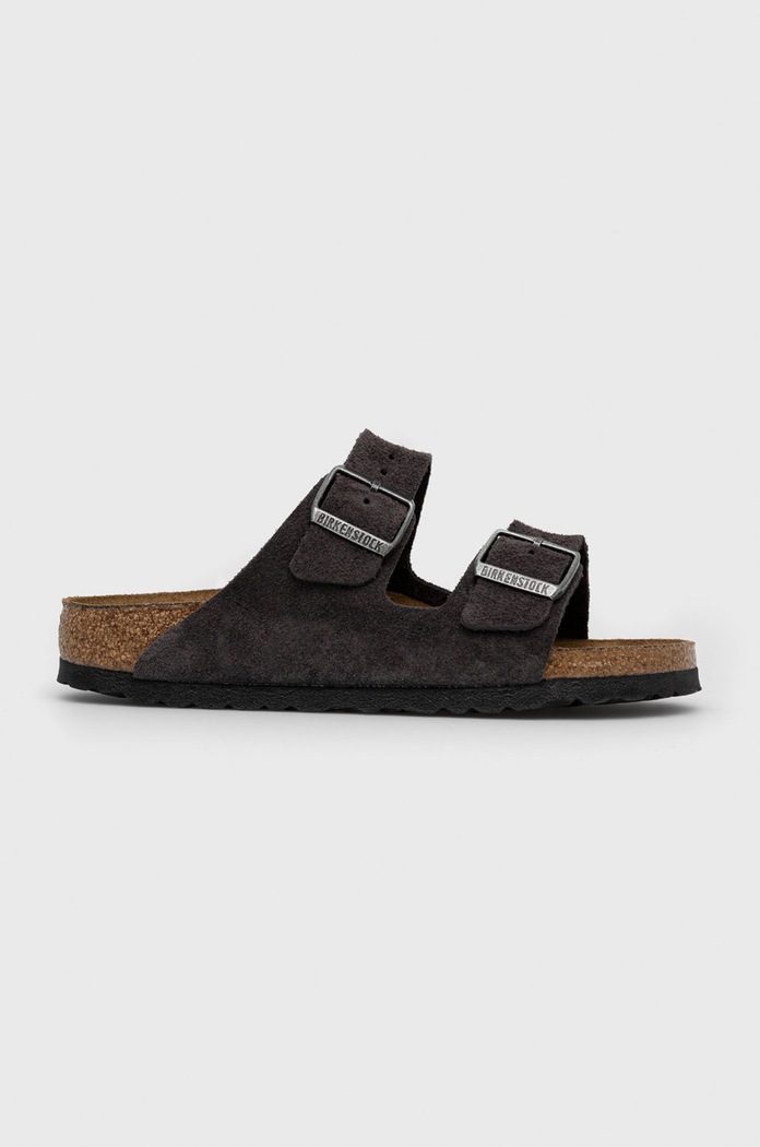 Kožené pantofle Birkenstock Arizona SFB semišová kůže šedá 552323.GRAY
