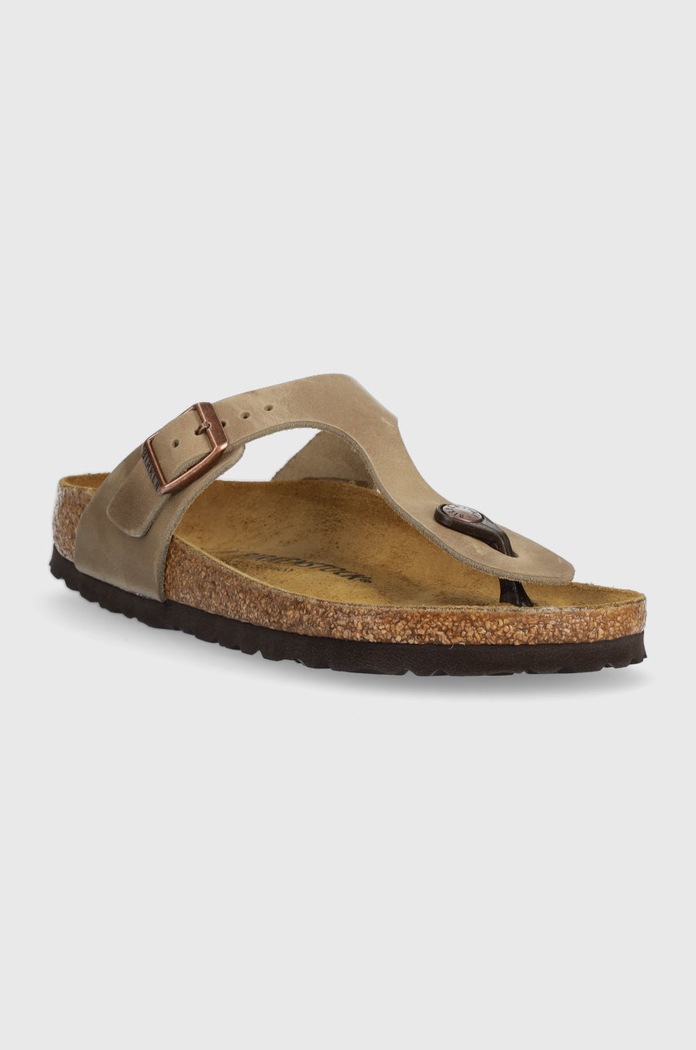 Birkenstock japonki skórzane Gizeh 943813 brązowy AA00