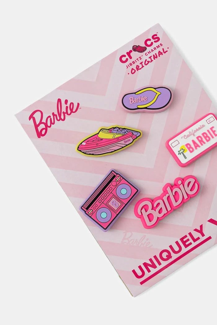 Připínačky na dětské boty Crocs Barbie Retro 5 Pck 5-pack 10015775.Barbie.Retro.5 růžová AA00