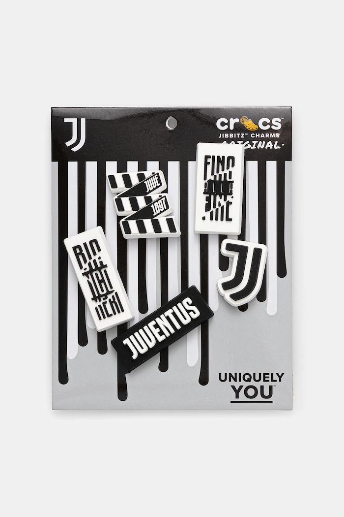 Κονκάρδες για παιδικά παπούτσια Crocs Juventus 5Pck 5-pack χαρακτήρες παραμυθιού μαύρο 10012073.Juventus.5Pck