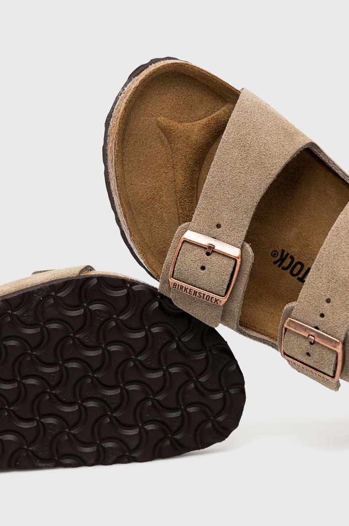 Semišové pantofle Birkenstock Arizona béžová 51461