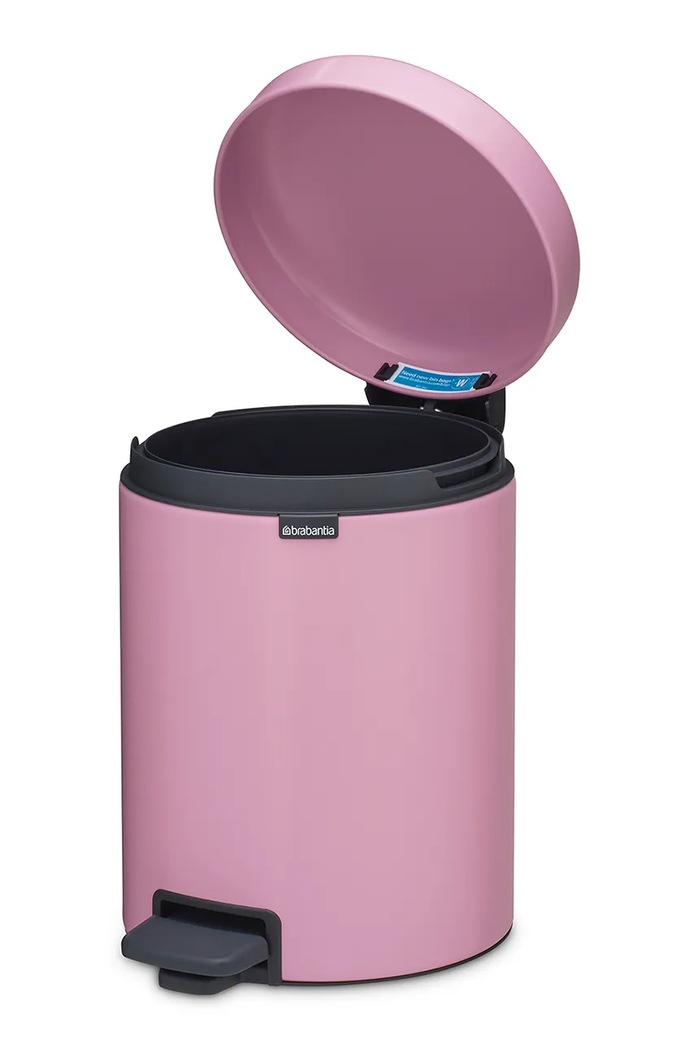 Brabantia κάδος απορριμμάτων από βαμμένο χάλυβα με σκόνη 5 l ροζ 255281