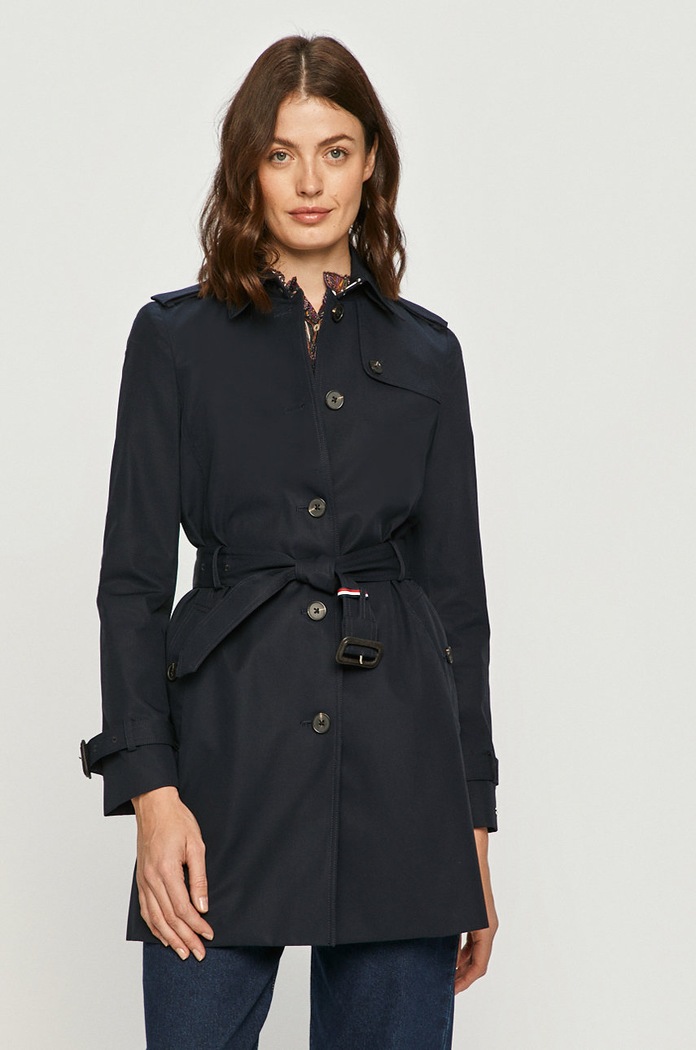 Tommy Hilfiger - Trenčkot trenčkot tmavomodrá WW0WW24966