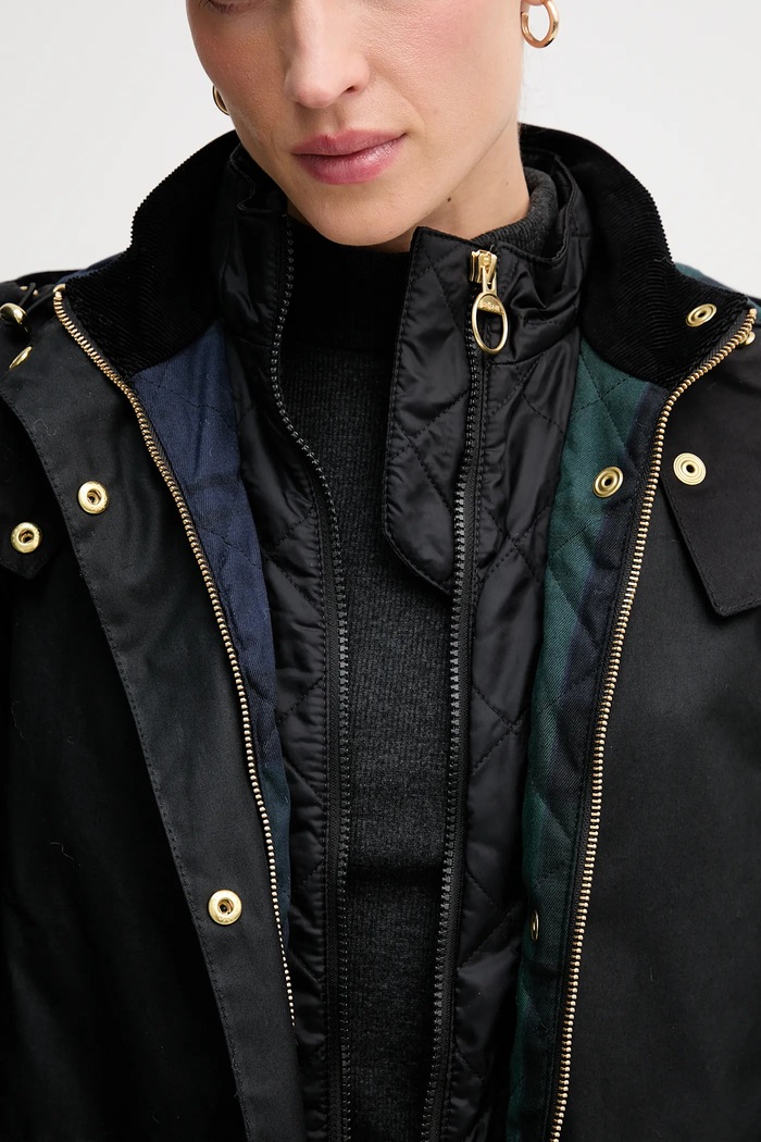 Bunda parka Barbour Long Cannich Wax čierna LWX1264