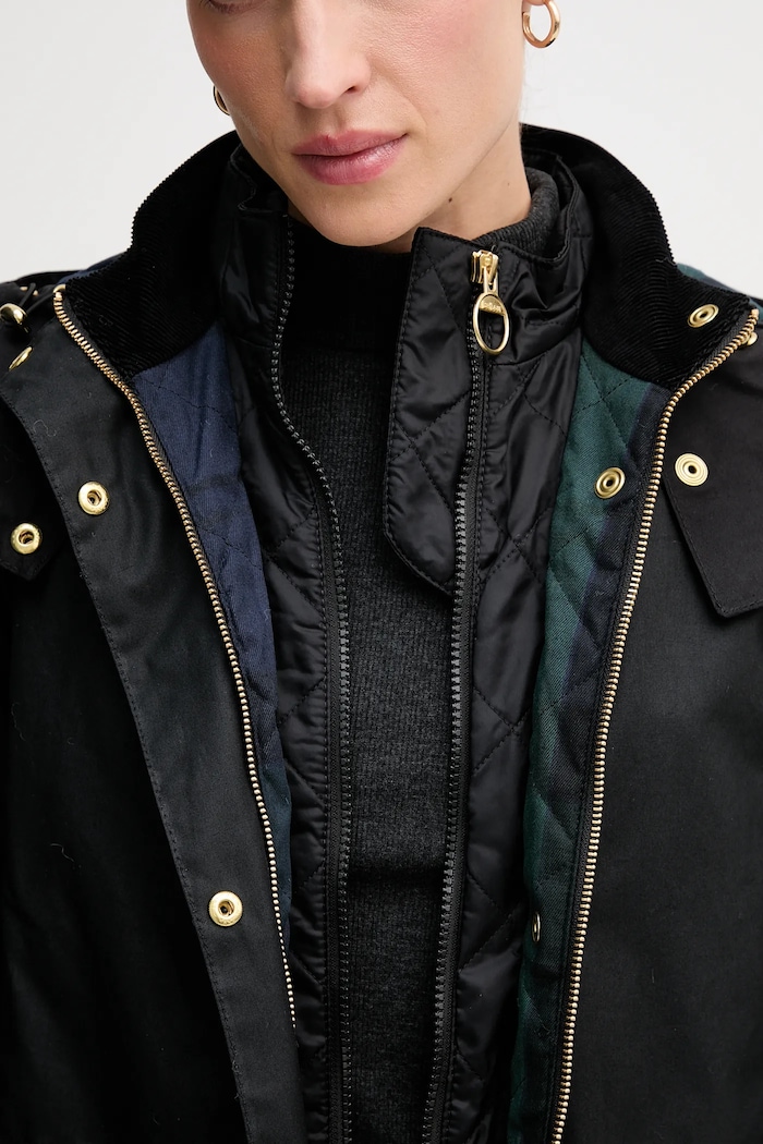 Bunda parka Barbour Long Cannich Wax čierna LWX1264