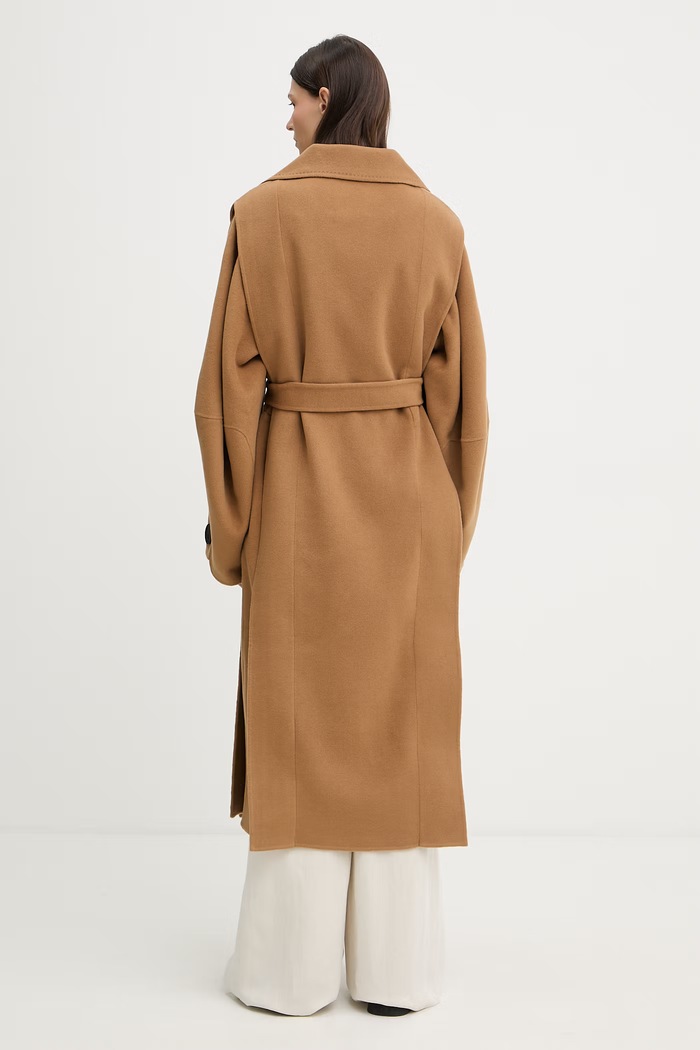 Ρούχα MMC STUDIO κομψό παλτό γυναικείο μάλλινο VESPERE.COAT καφέ