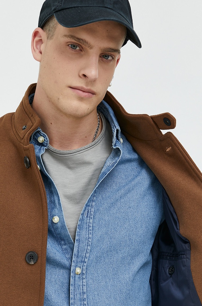 Premium by Jack&Jones kabát gyapjú keverékből 12177644.DarkCoatKh
