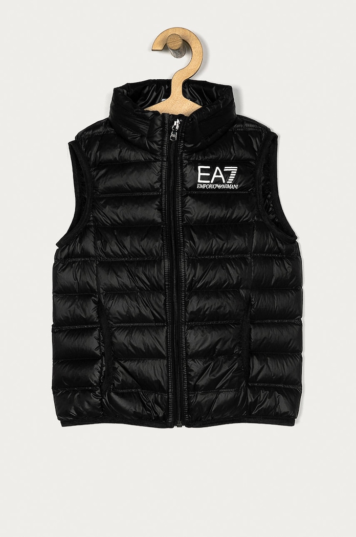 EA7 Emporio Armani - Bezrękawnik dziecięcy 104-164 cm 8NBQ01.BN29Z bez kaptura czarny 8NBQ01.BN29Z