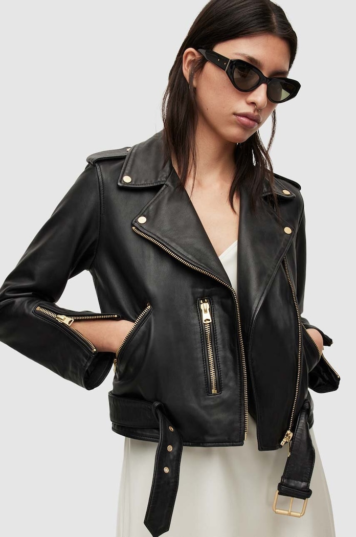 Kožená bunda AllSaints krivák čierna WL154W