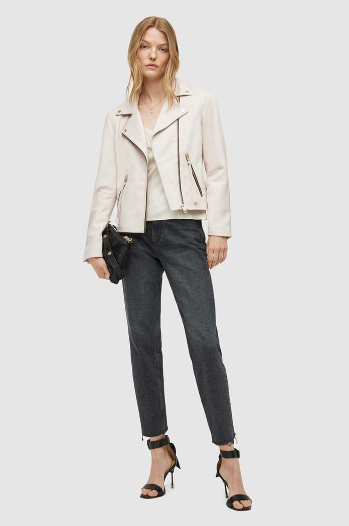 AllSaints ramoneska skórzana DALBY BIKER WL018N biały