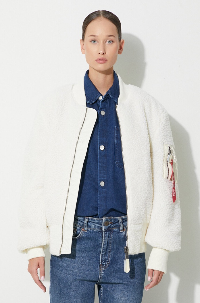 Куртка-бомбер Alpha Industries Ma-1 Teddy без капюшона бежевый 108102.16