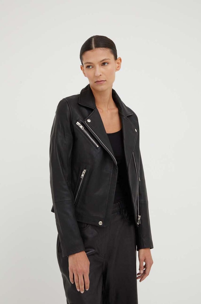 Samsoe Samsoe leather biker jacket without black F00008200