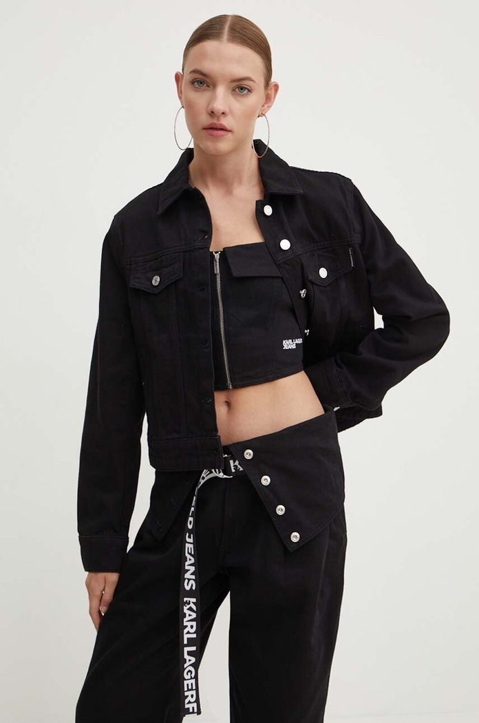 Džínová bunda Karl Lagerfeld 236W1408 černá AA00